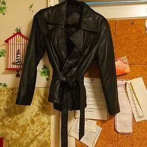 Vintage 90's Preston & York Leather Coat, Women's Size: Small